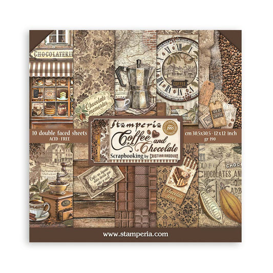 Blocco 10 fogli 30,5x30,5 (12"x12") Double Face - Coffee and Chocolate