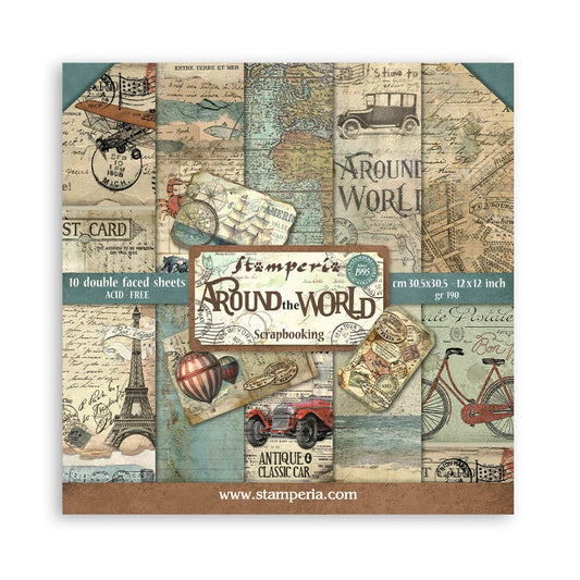 Blocco 10 fogli 30,5x30,5 (12"x12") Double Face - Around the World