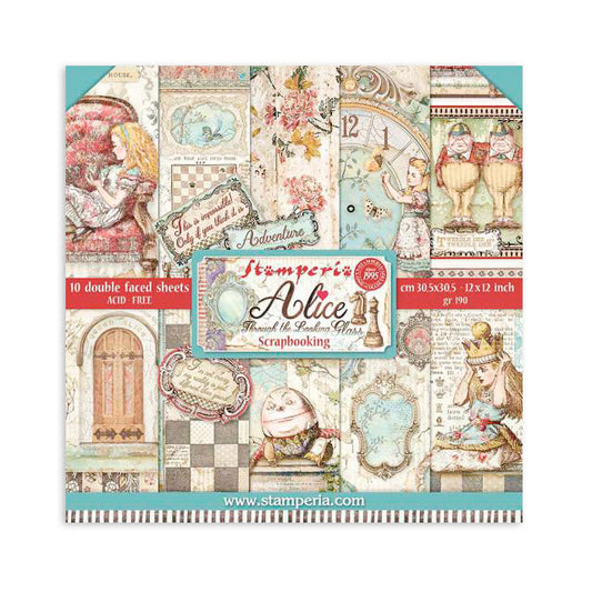Blocco 10 fogli 30,5x30,5 (12"x12") Double Face - Alice through the looking glass