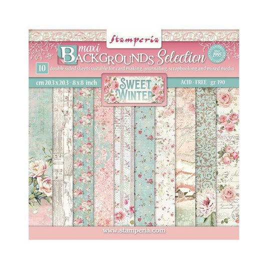 Blocco 10 fogli 20,3x20,3 (8"x8") Double Face Backgrounds Selection - Sweet winter