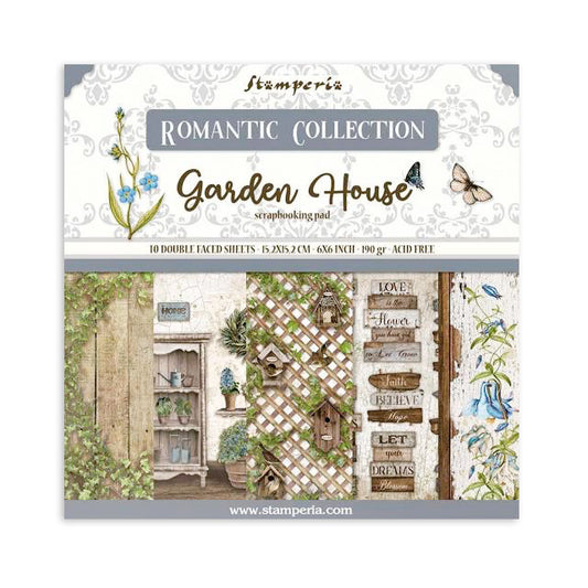 Blocco 10 fogli 15,24x15,24 (6"x6") Double Face - Romantic Garden House