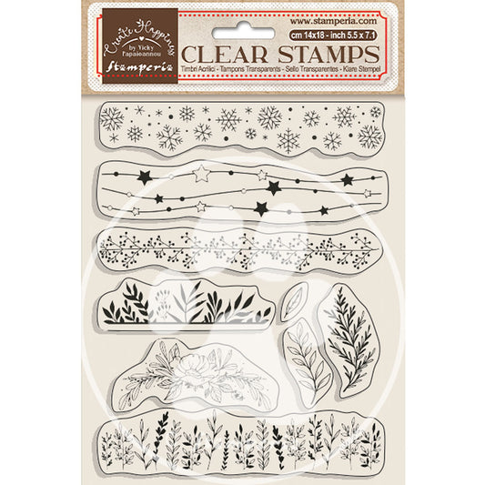 Timbro acrilico cm 14x18 - Create Happiness Christmas bordure con foglie